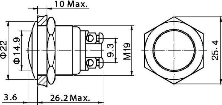Actual product image Tru Components 701262 GQ 19B-G Vandalism-protected pushbutton 48 V/DC 2 A 1