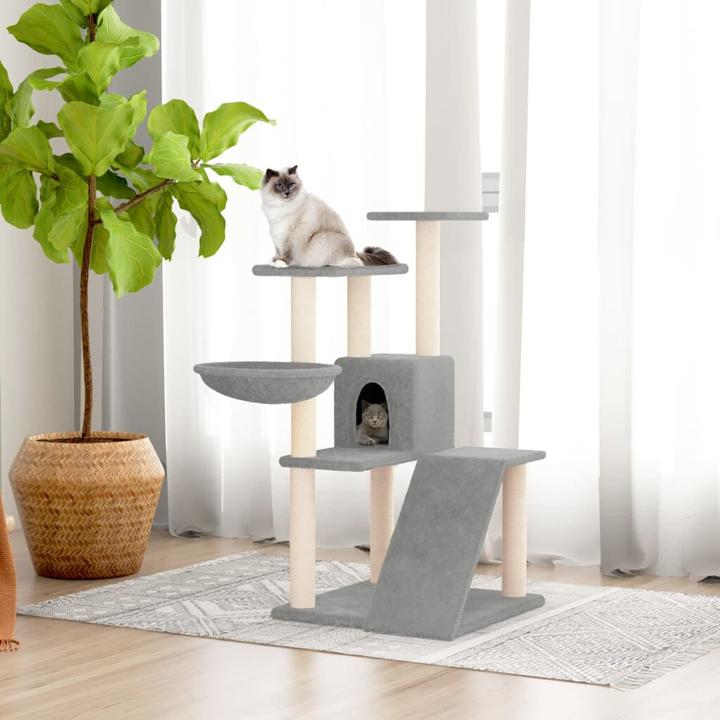 Produktbild VidaXL Kratzbaum Sisal-Kratzsäule Katzenkratzbaum Katzenbaum Spielbaum Hellgrau (94 cm, Hellgrau)