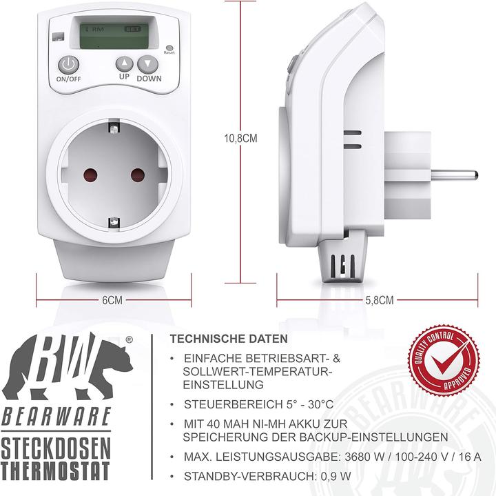 Produktbild CSL Steckdosenthermostat, Weiss
