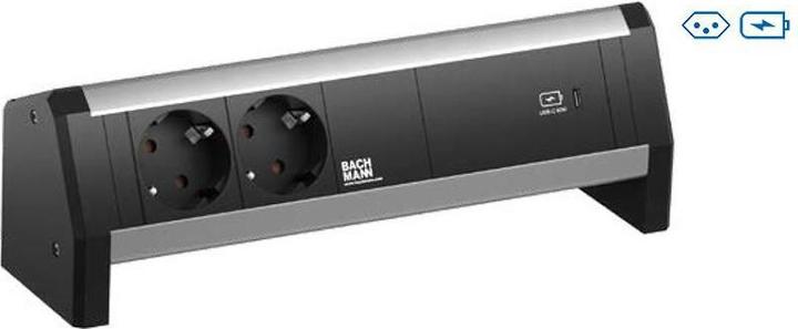 Actual product image Bachmann Desk socket strip DESK 1, 2x T13, 1x USB C (2 x, Type 13, USB-A, USB-C)