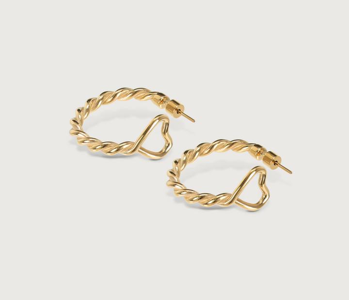Actual product image Hey Harper Braided Heart Hoops (Stainless steel, Gold)