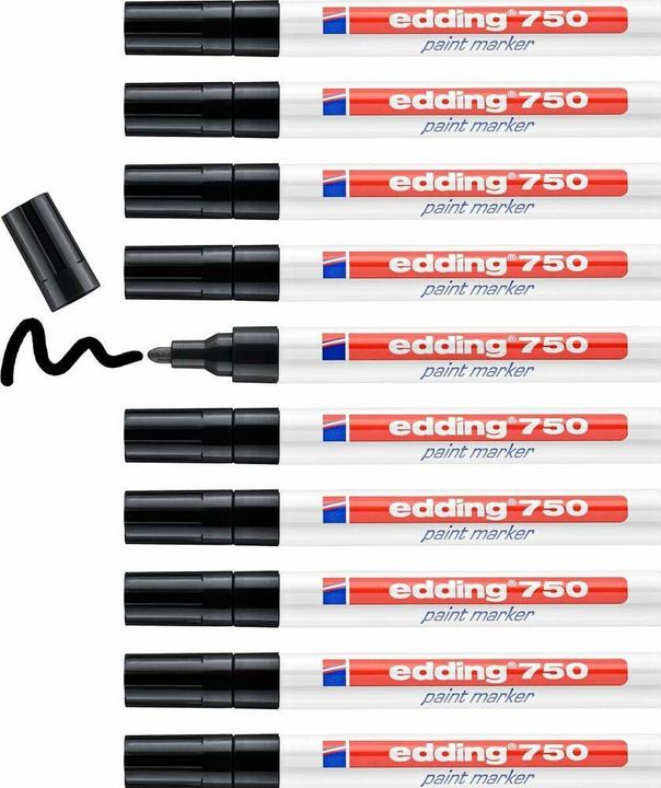 Produktbild Edding e-750 paintmarker schwarz (Inhalt 10 Stk.) (Schwarz, 4 mm, 10 x)