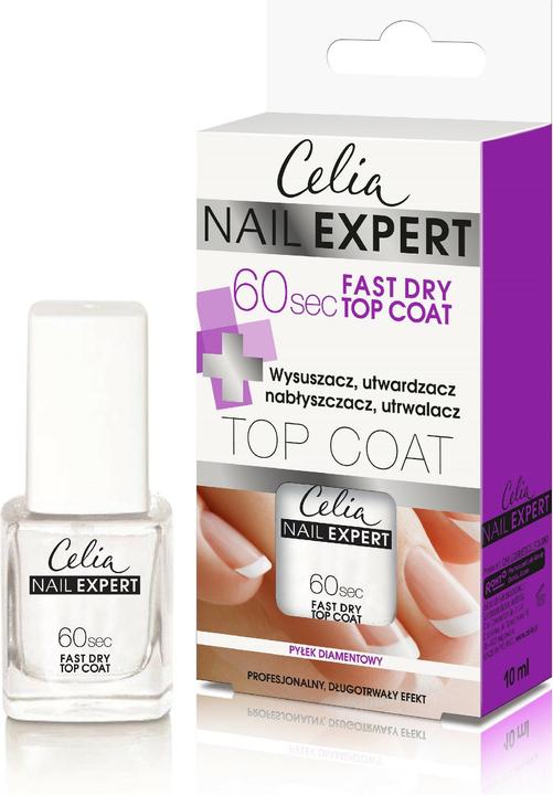 Celia Nail Expert 60Sec Fast Dry Top Coat Hardener Glosser 10Ml Varnish Fixative (Top Coat)