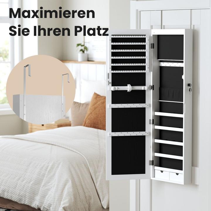 Produktbild Songmics Schmuckschrank weiss ohne Fachböden mit Beleuchtung