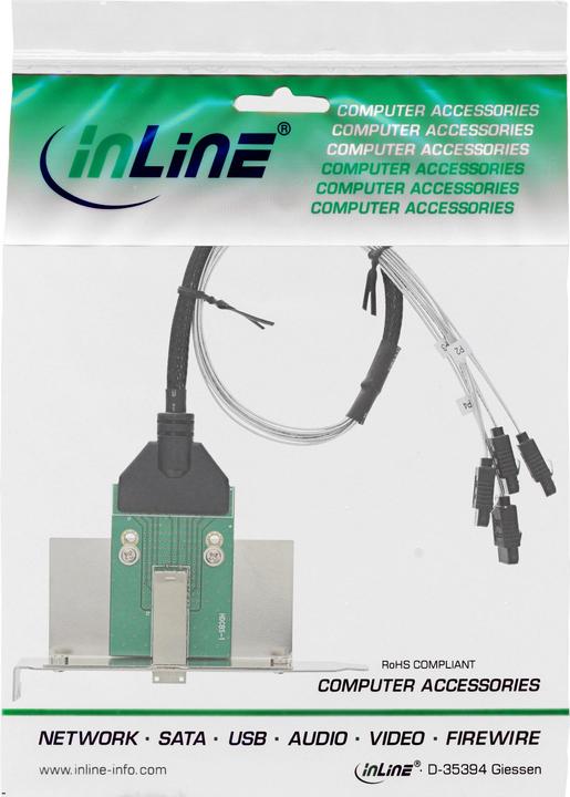 Image du produit InLine ® SAS HD Slotblech PCI + 50p Centr., mit Kabel, ext. SFF-8644 auf int. 4x SATA, 0,5m