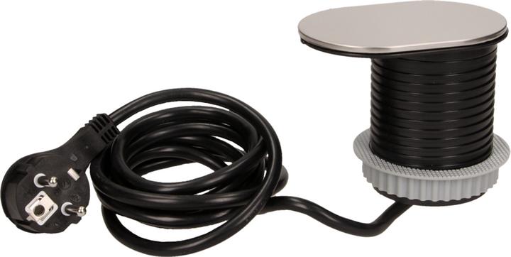Actual product image Orno Furniture socket?6cm, embedded in the tabletop with sliding cover, USB charger and 1.9m cable