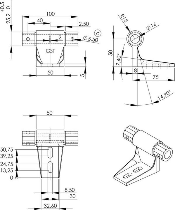 Actual product image Makk Support for shelf suspension ladders relax step (1 pcs.)