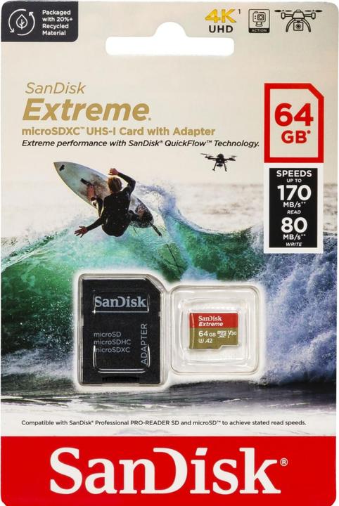 Image du produit SanDisk Extreme (64 Go, microSDXC, U3, UHS-I)