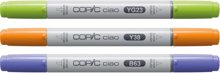 Actual product image Copic CIAO - Brand (Y-38 Honey, YG-23 New Leaf, B-63 Light Hydrangea, 6 mm, 3 x)