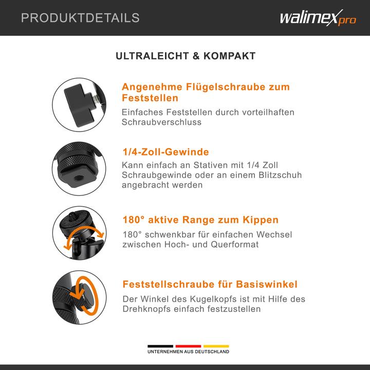 Produktbild Walimex pro Multi Mini-Kugelkopf Single Shoe (Kugelkopf)