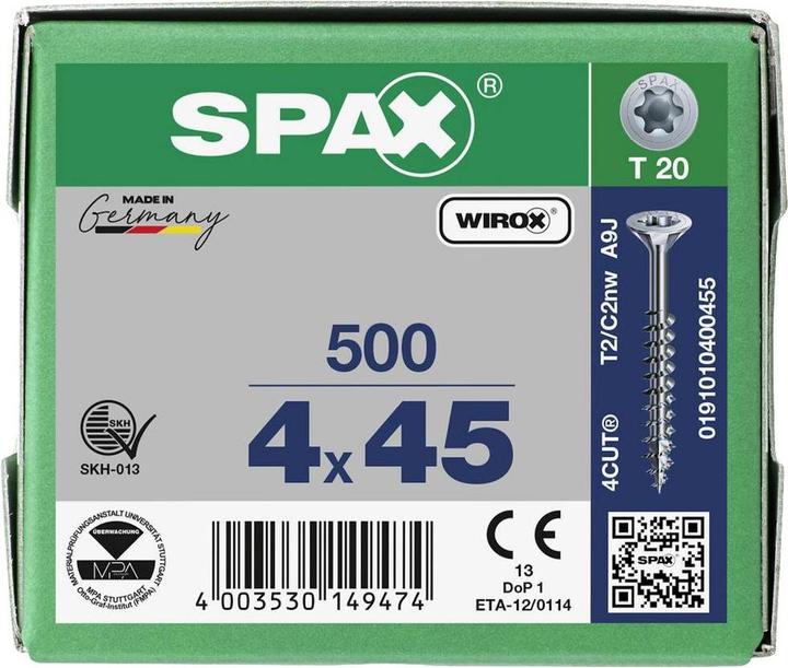 Produktbild Spax Spanplattenschrauben SK T20 4,0x45 mm (500 Schrauben pro Stück)