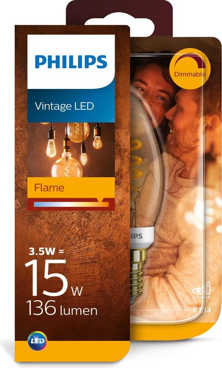 Actual product image Philips LED lamp B35 3.5W (15W) WW D (E14, 3.50 W, 136 lm, 1 x, A)