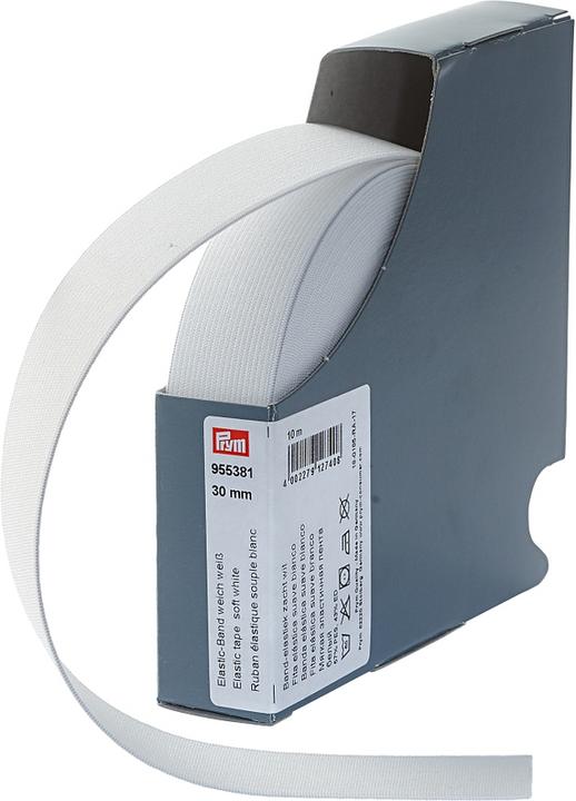 Prym Elastic-Band weich, weiss 30 mm, Kassette 10 m