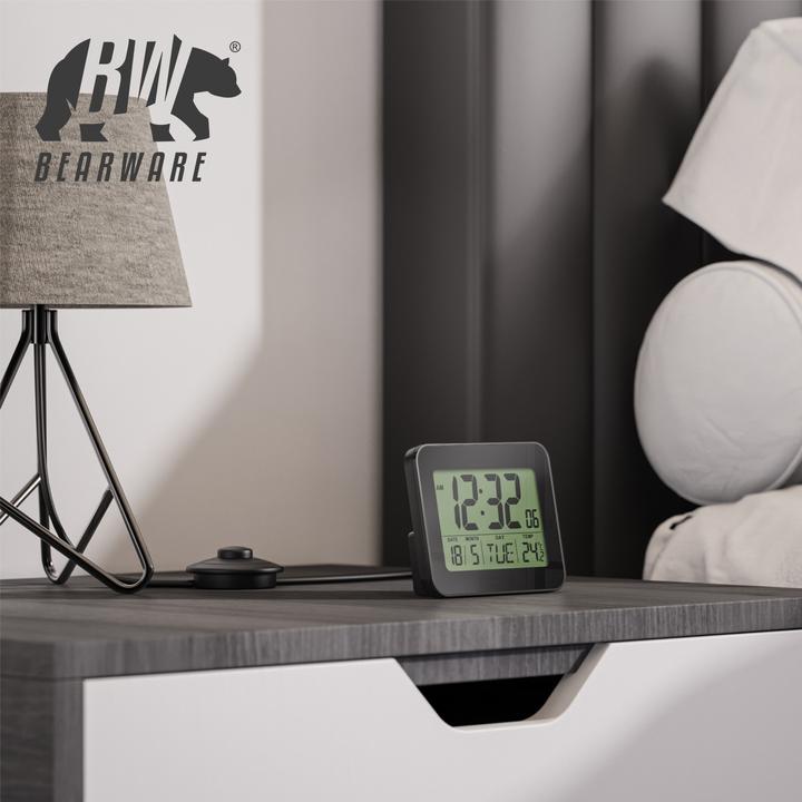 Produktbild Bearware Wecker digital, Reisewecker kompakt mit Temperaturanzeige Schlummerfunktion, Messung Temperatur