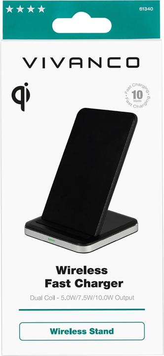 Actual product image Vivanco Inductive QI charging stand, ALU, 10W, micro USB charging cable included (10 W)