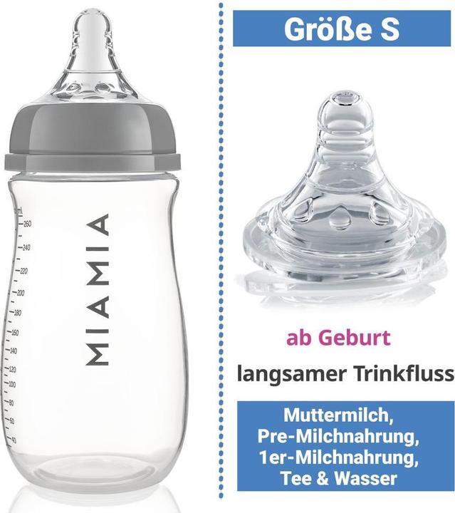 Produktbild MiaMia Babyflaschen 4-tlg. Starter-Set 3 PP-Flaschen inkl. (260 ml)