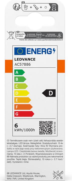 Energy Label Osram Star Classic B (E14, 6 W, 806 lm, 1 x, E)