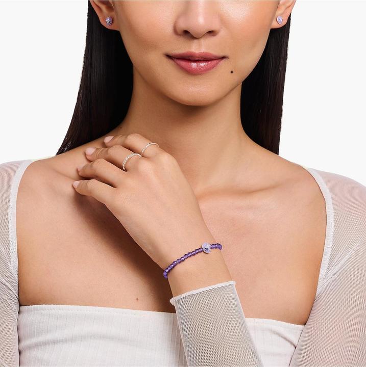 Produktbild Thomas Sabo Armband Beads mit Alienkopf und violetter Kaltemaille Silber (19 cm, 925er Silber, Emaille)
