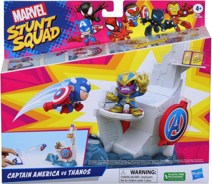 Produktbild Hasbro Stunt Squad Schmetter-Turm Spielset mit Captain America und Thanos
