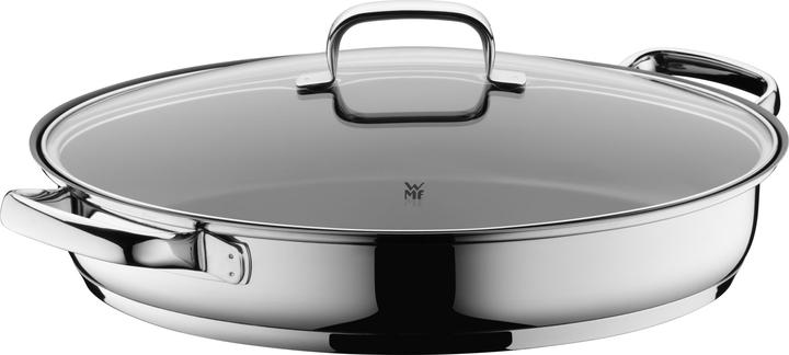 WMF Fischpfanne oval Schmorpfanne 38cm Deckel Induktion Edelstahl beschichtet (26 cm, Bratpfanne, Edelstahl)