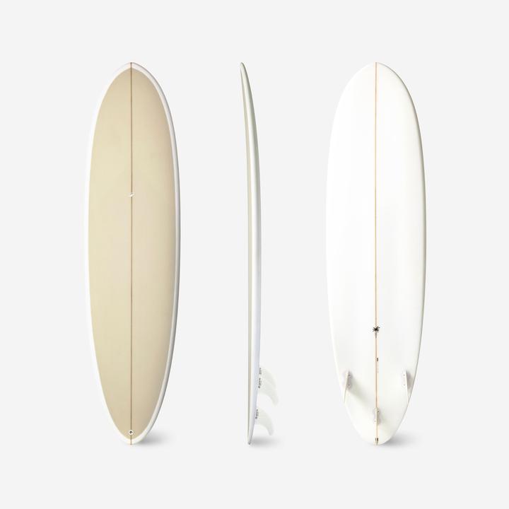 Olaian Surfboard Hybrid Harz 7' 49 l mit 3 Finnen beige (7')