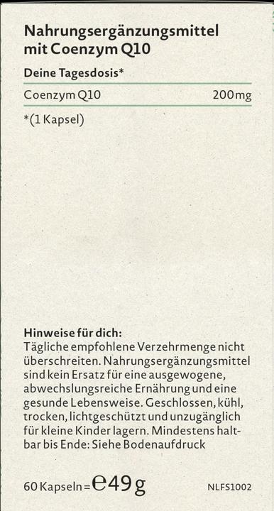Nährwerte und Zutaten Nature Love Coenzym Q10 (1 Stück, Kapseln, 49 g)