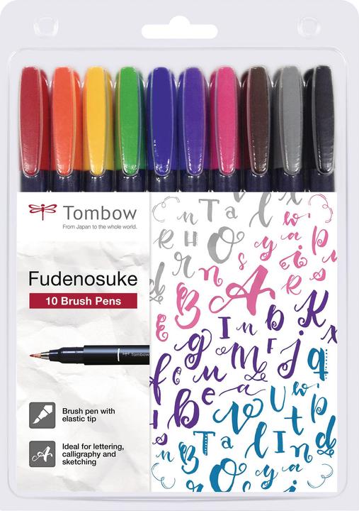 Actual product image Tombow Fudenosuke (Multicoloured, 10 x)