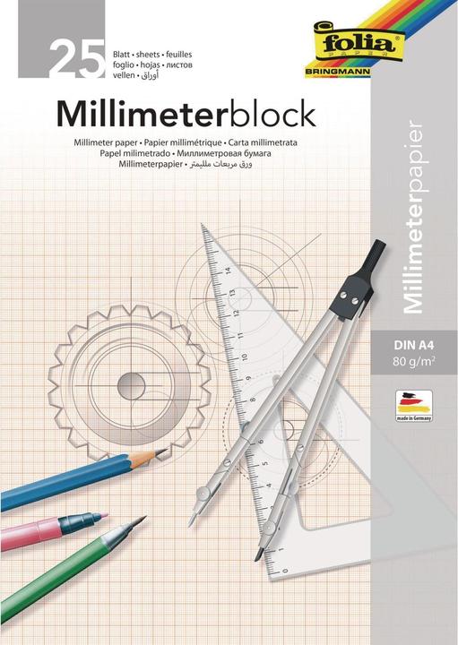Produktbild Folia Millimeterpapier Block (A4, Kariert)