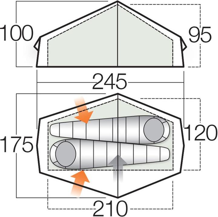 Produktbild Vango F10 Series Helium UL 2 Tent (Tunnelzelt, 1.43 kg, 2 Personen)