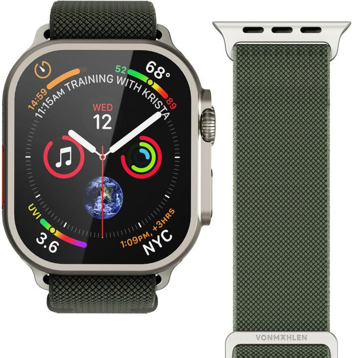 Actual product image Vonmählen Classic nylon wristband for Apple Watch 42 44 45 49 mm olive green (Nylon)