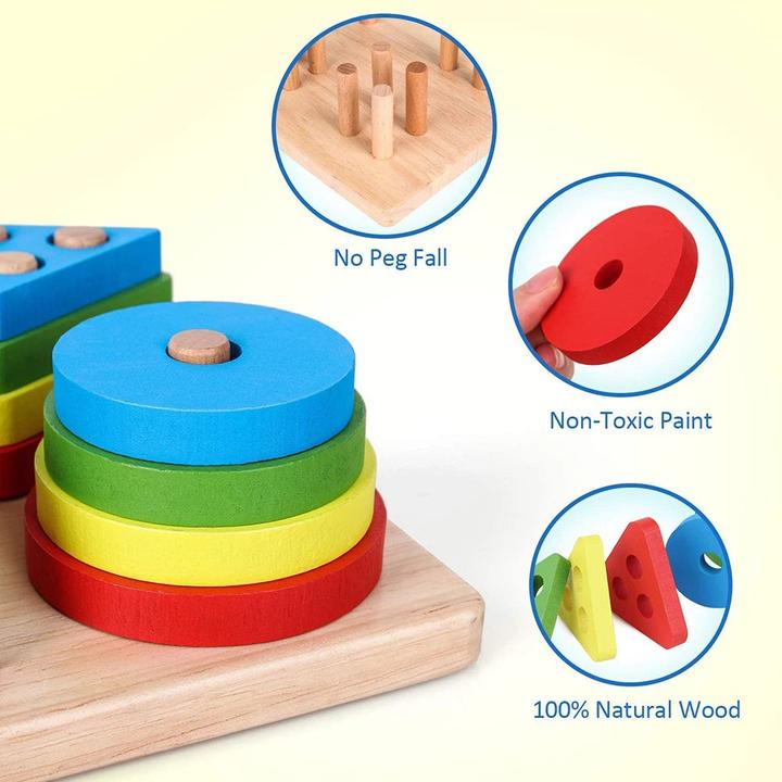 Actual product image Activity Board Wooden sorting and stacking toy educational learning preschool colour recognition shape sorter