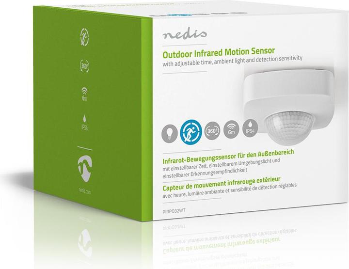 Image du produit Nedis Détecteur de mouvement - Extérieur - Installation à trois fils - IP54 - Résistant aux intempéries - (8 m)