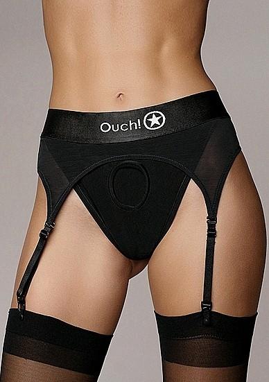 Image du produit Ouch! Vibrating Strap-on Thong, Adjustable Garters - XS/S