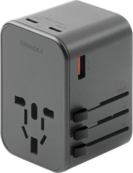 Image du produit Energea ład. siec. 1xUSB+2xUSB-C PD-PPS-QC 3.0 65W 1A2C adapter 4w1 US/UA/UE/UK szary/gunmetal Trave (65 W)