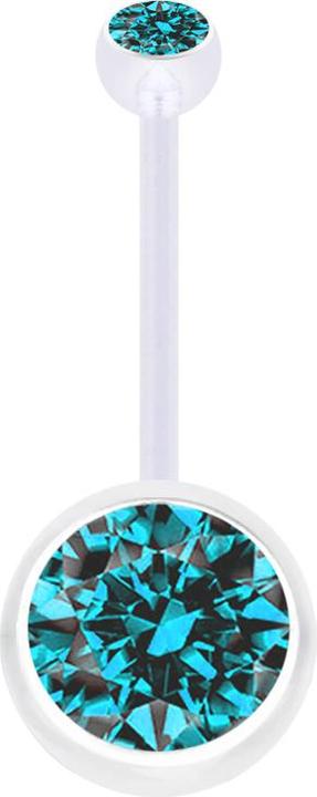 Produktbild Star Piercing Banane Schwangerschaft transparent mit zwei Kugeln Kristall gross aqua (Bioflex, ohne Messing)
