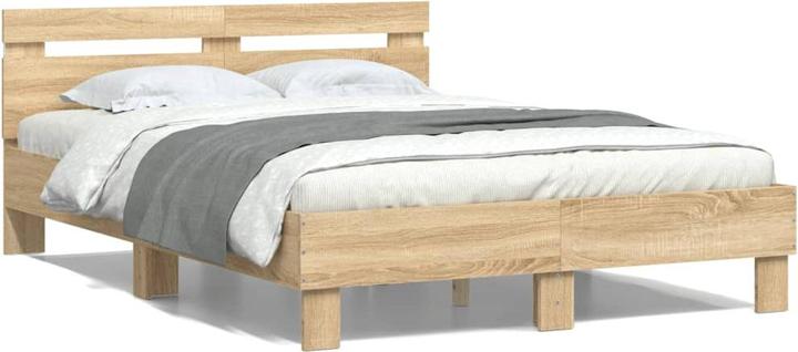 Actual product image VidaXL Bed frame with headboard LED lighting 120 x 190cm (120 x 190 cm)