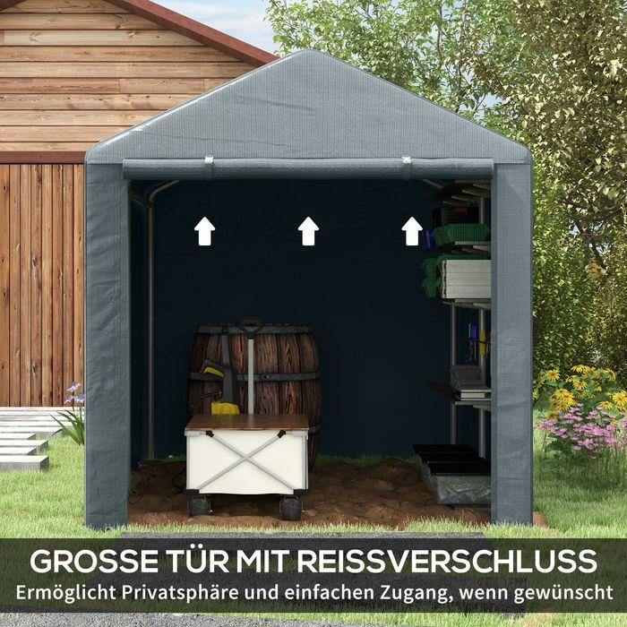 Produktbild Swisshandel24 Garagenzelt, 1,6x2,18x1,72m, grosse Tür, rostfreier Metallrahmen, 160x218x172 cm, Dunkelgrau (218 cm, 160 cm)