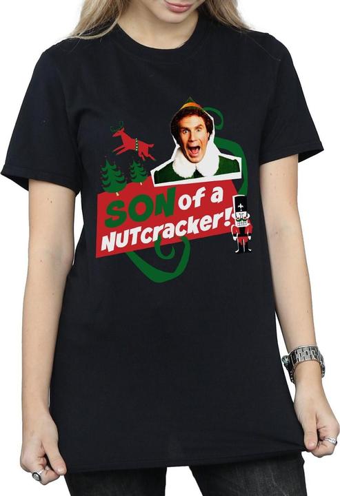 Actual product image Elf Womens/Ladies Son Of A Nutcracker Cotton Boyfriend T-Shirt (XL)