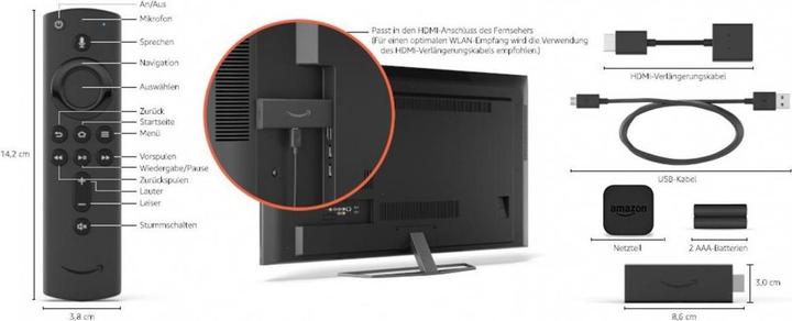 Image du produit Amazon Fire TV Stick (2021) incl. télécommande vocale Alex (8 Go, Fire OS)