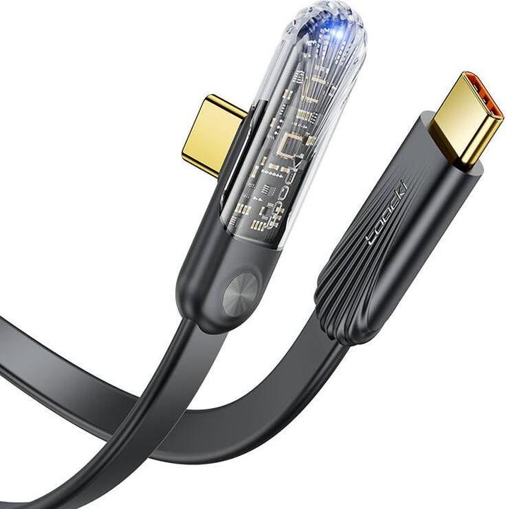 Actual product image Toocki Elbow Charging Cable C-C, 1m, 100W (Black) (1 m, USB 2.0)