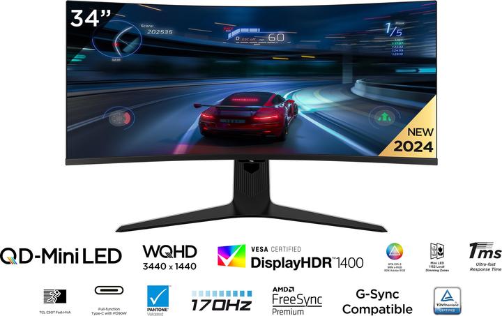 Produktbild TCL 34R83Q (3440 x 1440 Pixel, 34")