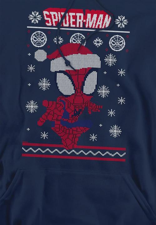 Actual product image Spiderman Mens Snowflake Christmas Sweater Hoodie (M)