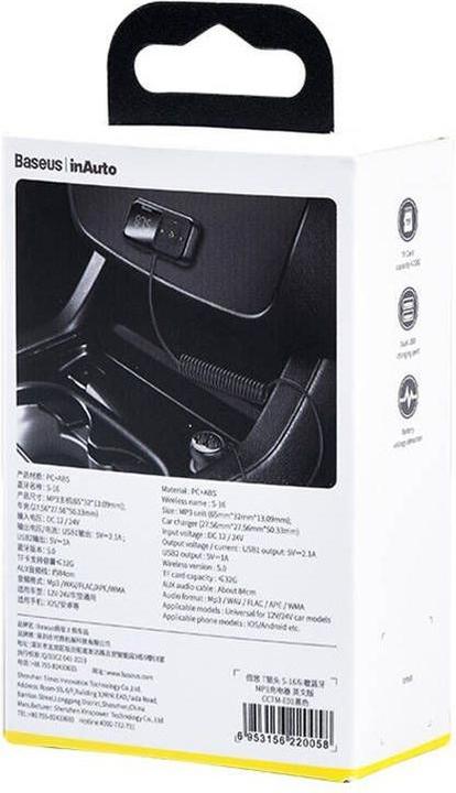 Image du produit Baseus Lecteur MP3 Bluetooth de voiture T Shaped S-16 Black OS