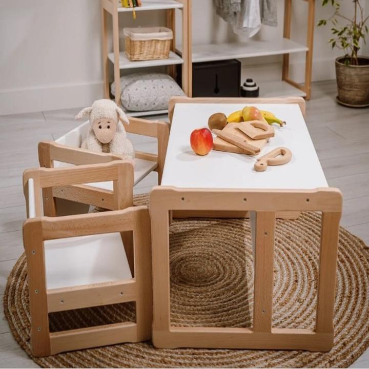 Produktbild Activity Board Waldorf-Möbel-Set. Multifunktionale Bank und zwei Stühle (Kindersessel)