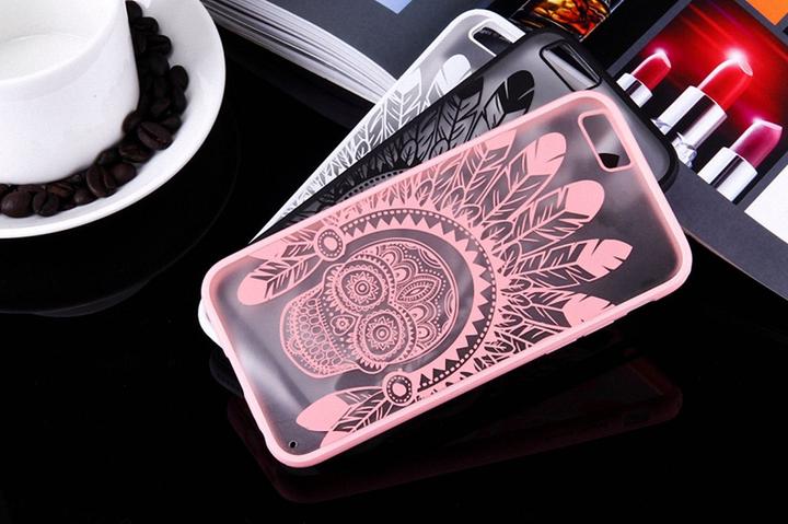 Produktbild König Design Apple iPhone 8 Plus Handy Hülle Mandala Case Schutz Motiv Federn Totenkopf Rosa (Apple iPhone 8 Plus)
