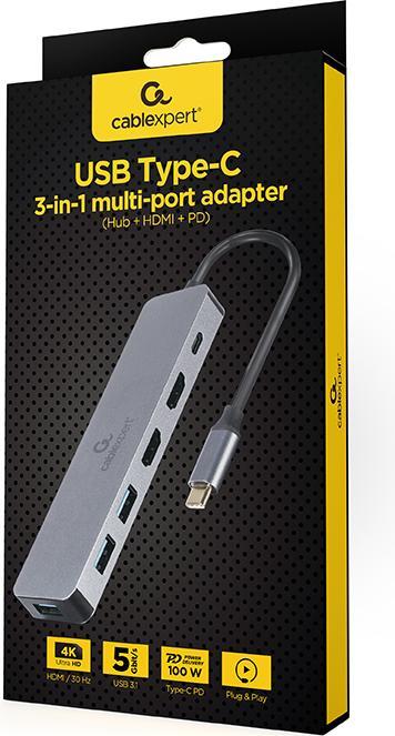 Produktbild Gembird Multi Port Adapter (USB-C, 6 Ports)