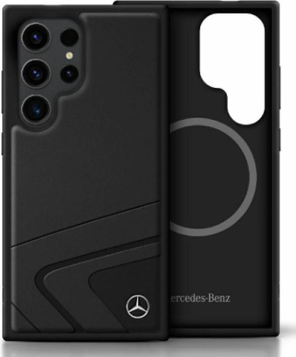 Produktbild Mercedes Leather Horizontal Debossed Curves MagSafe Case for Samsung Galaxy S25 Ultra - Black (Samsung Galaxy S25 Ultra)