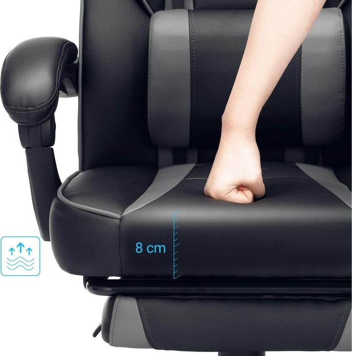 Actual product image Songmics Gaming chair, OBG073B03V1 faux leather grey, black frame