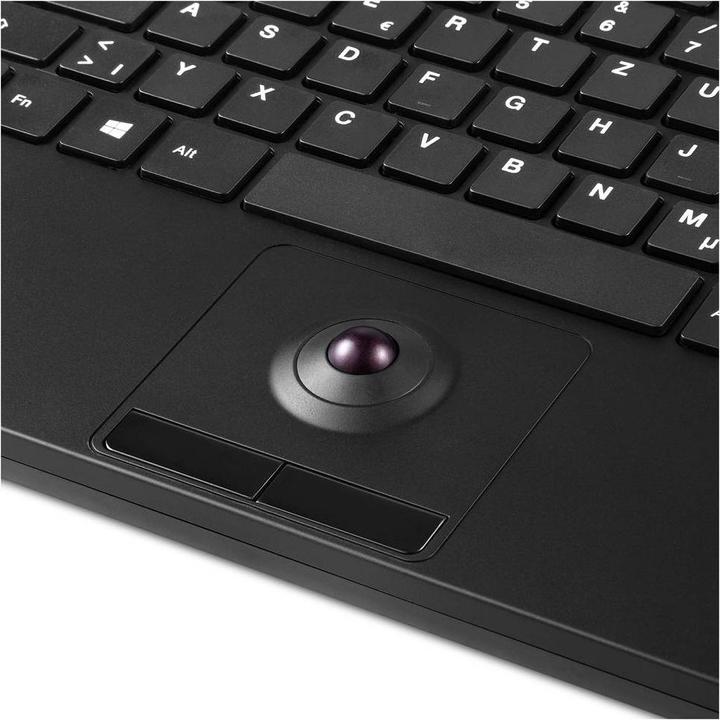 Actual product image Perixx PERIBOARD-526 H EN, Wired mini USB keyboard with trackball - scissor keys - 2 USB ports (DE, Cable)