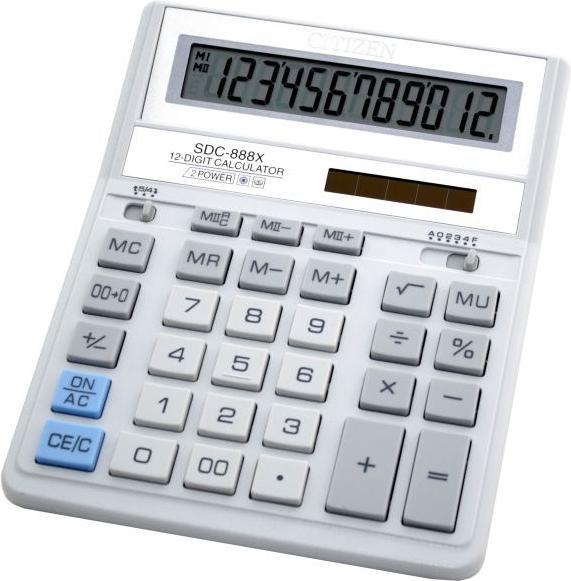Citizen Calcolatrice SDC-888X Desktop Basic Bianco (Batterie, Celle solari)